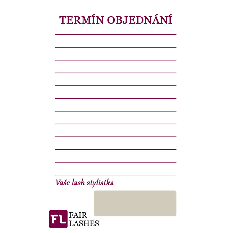 Kartička s termínem doplnění řas_5 - balení 10 ks