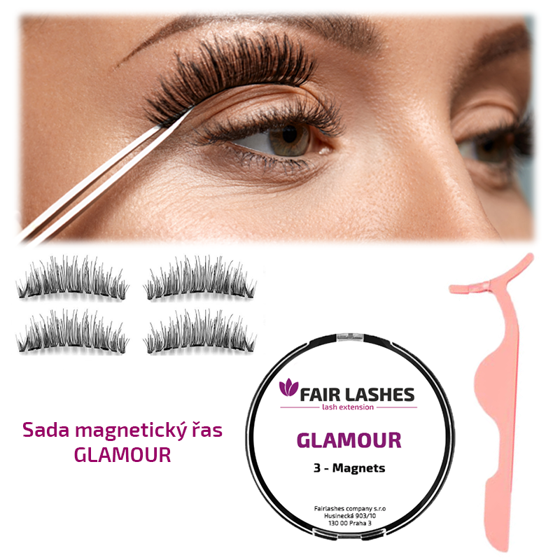 Fair Lashes Sada magnetických řas GLAMOUR - 2 páry řas s aplikátorem