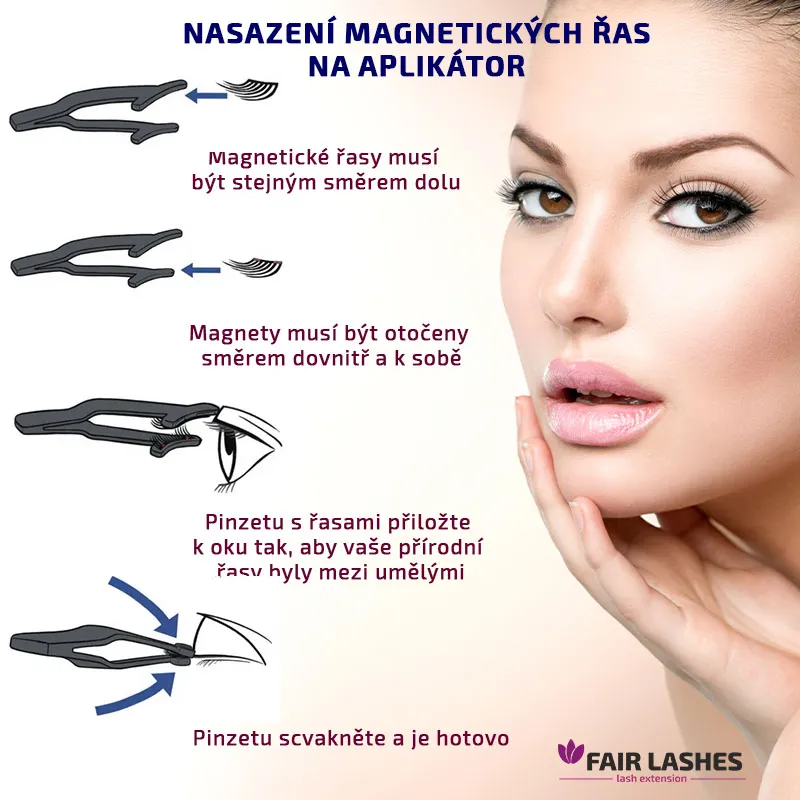 Fair Lashes Sada magnetických řas GLAMOUR - 2 páry řas s aplikátorem